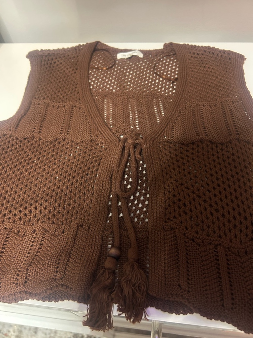 Brown Crochet Knit Two Piece Set | Boho Lounge Matching Set - Picture 6 of 6